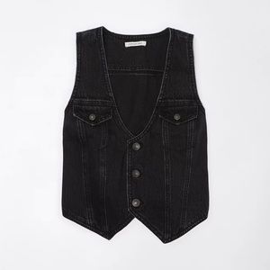 AE black denim vest XXL